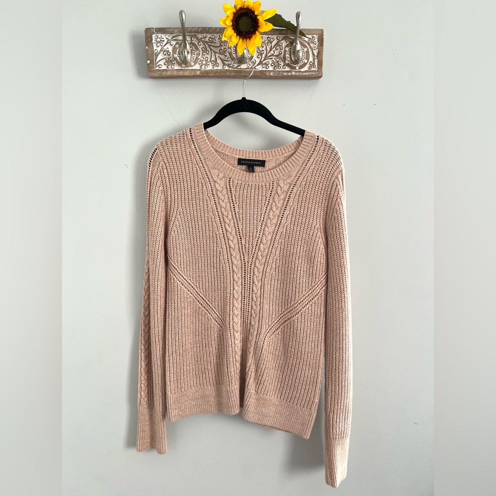 BANANA REPUBLIC Women’s Pink Blush Cable Knit Sweater- Size Small